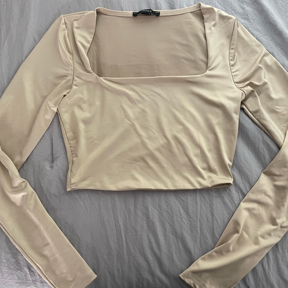 Beige long sleeve top forever 21